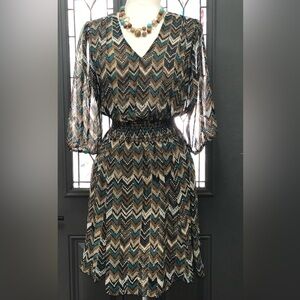 Kate & Lily Chevron Print Mini Chiffon Dress